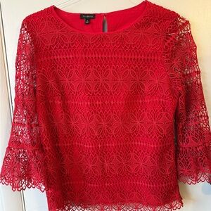 Talbots Vibrant Red Lace Blouse